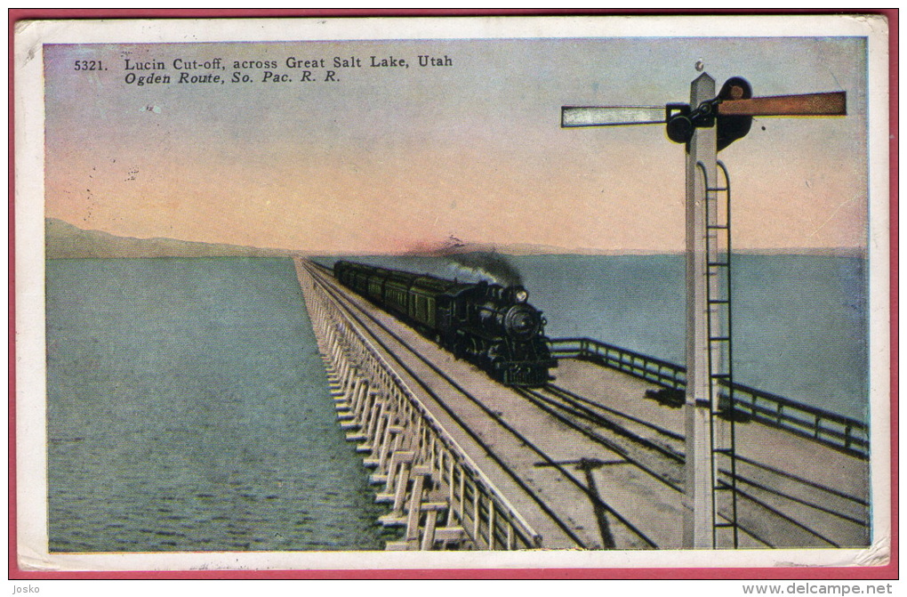 GREAT SALT LAKE - Lucin Cut-off , Across Great ( Usa Vintage Postcard ) * Train Tren Railway Steam Locomotive Ferrovia - Salt Lake City