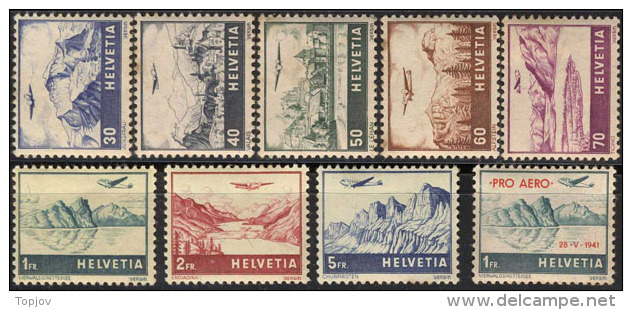 SWITZERLAND - SUISSE - AIRMAIL + OVPT - 2+5+1Fr. Ovp **MNH - 1941 - Nuovi