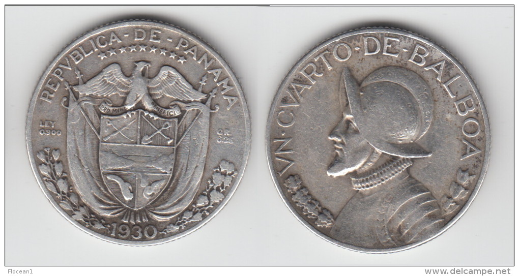 ****  PANAMA - 1/4 BALBOA 1930 - UN CUARTO DE BALBOA 1930 - ARGENT - SILVER  **** EN ACHAT IMMEDIAT !!! - Panama