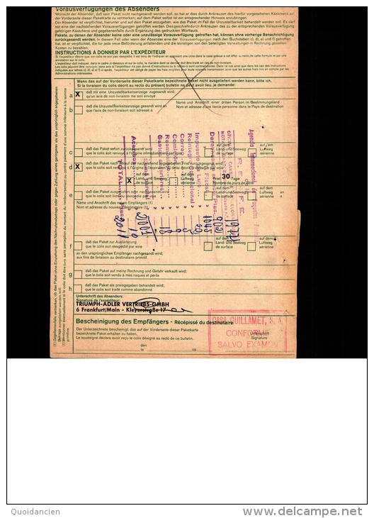 Bulletin D´ Expédition  07/1974  -  D'Allemagne Vers  L'Espagne  -  FRANKFURT  -  OFFENBURG  -  BARCELONE - Lettres & Documents