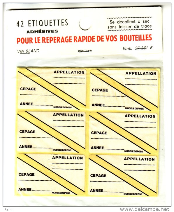 42 ETIQUETTES ADHESIVES Pour BOUTEILLES De VIN Ou Autres ETIQU' TOURS - Material Und Zubehör