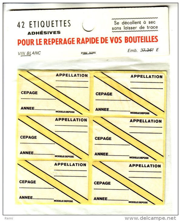 42 ETIQUETTES ADHESIVES Pour BOUTEILLES De VIN Ou Autres ETIQU' TOURS - Material Y Accesorios