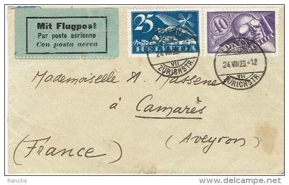 LETTRE DU 24.8.1923. LUZERN.pour . CAMARES .(timbres N° 5+7 ) - Altri & Non Classificati