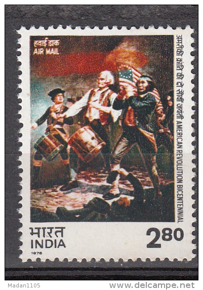 INDIA, 1976,  Bicentenary Of American Revolution, Inscription, AIR MAIL, MNH, (**) - Neufs