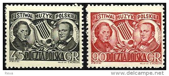 POLAND MUSIC FESTIVAL MAN CHOPIN ETC.SET OF 2  1930's MINTLH SG103-04 READ DESCRIPTION !! - Neufs