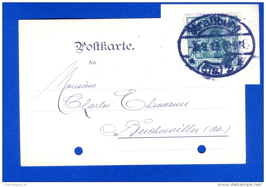 STRABBURG /ELS  29 AUG 1913 DESTINATION BUCHSWILLER PERFORER - Strasburg
