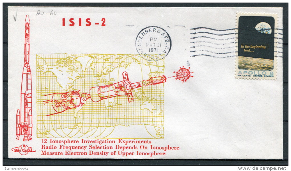 1971 USA Vandenberg ISIS 2 Space Rocket Cover - United States