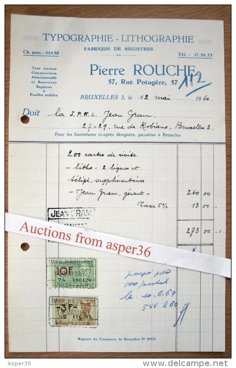 Typographie-Lithographie, Pierre Rouche, Rue Potagère, Bruxelles 1960 - 1950 - ...