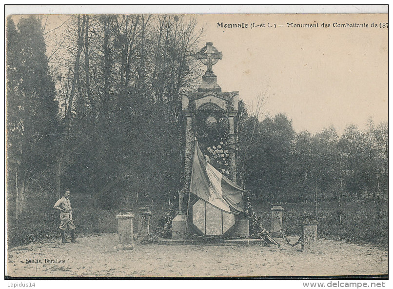 P P 180 /  C P A   -MONNAIE      (37) MONUMENT DES COMBATTANTS DE 1870 - Monnaie