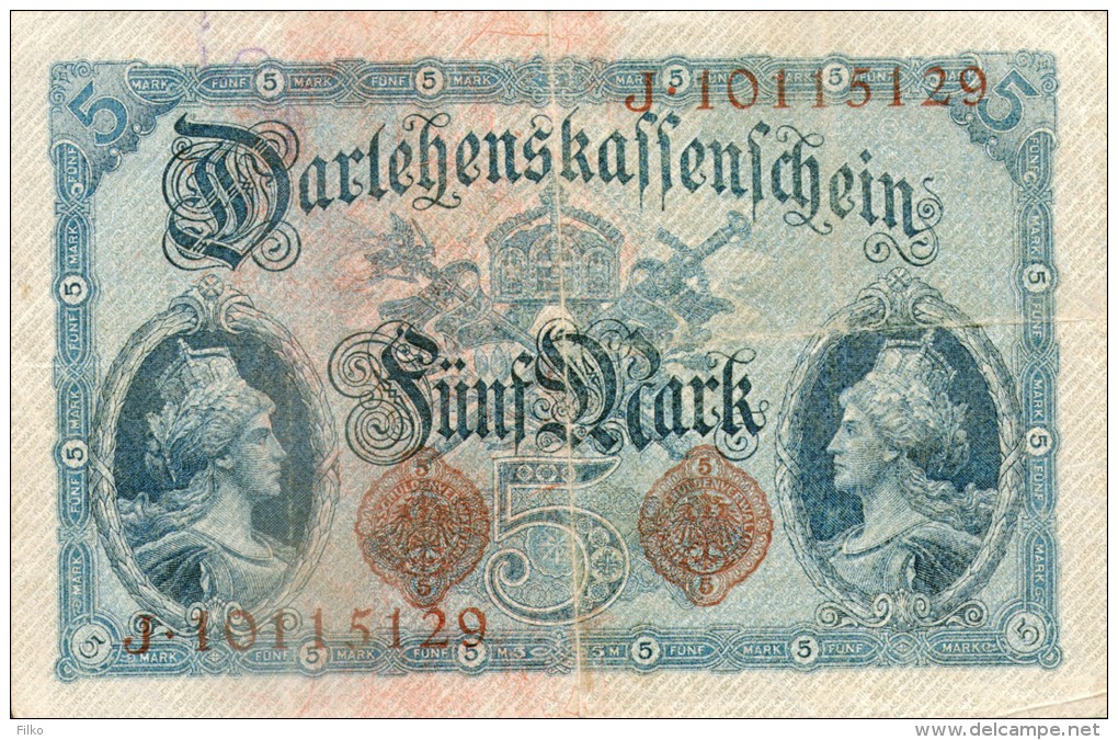 Germany,Reichsschuldenverwaltung 5 Mark, 1914, Ro.48c,P.47c,8-stellige,as Scan - 5 Mark