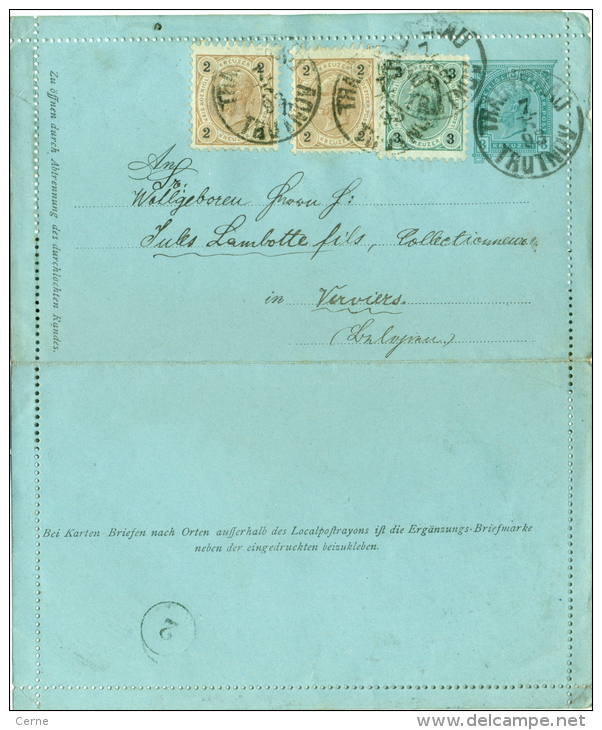 Autriche - (Tchequie) Carte Lettre De Trutnov (Tautenau) Vers Verviers Du 07/05/1893 - Briefe U. Dokumente