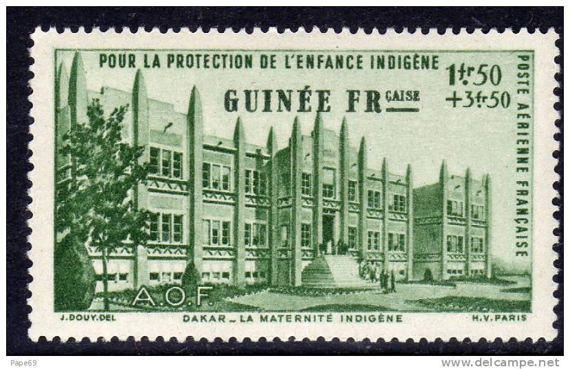 Guinée Française P.A.  N° 6  XX  Protection De L´enfance Indigène : 1 F 50 + 3 F. 50 Vert Sans Charnière, TB - Unused Stamps