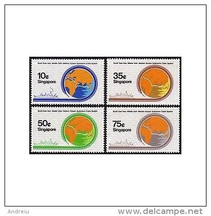 1986 Singapore - Sea Cable 4v. , Submarine Cable Project, Telecommunication, Maps  Michel 509/12  MNH - Telecom