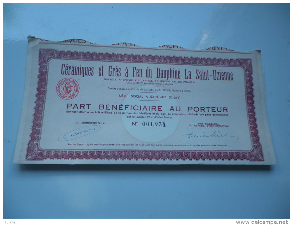 CERAMIQUES ET GRES DU DAUPHINE (saint Uze-drome) - Other & Unclassified