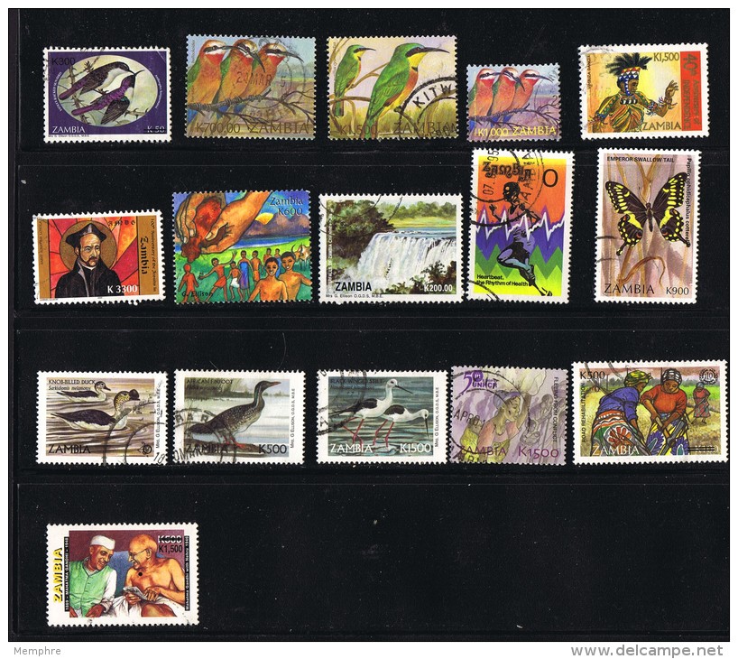 Zambie  16 Timbres Récents  Utilisés Postalement - Zambie (1965-...)