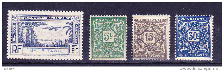 Mauritanie PA N°1  Taxe N°17 - 19 - 21 Neufs Charniere  1 Rousseur Sur Le N°17 - Neufs