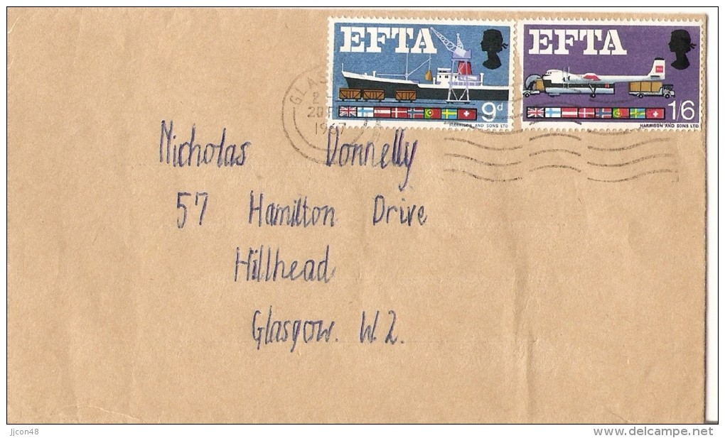 Great Britain 1967 European Free Trade  FDC  (Cancelled Glasgow) Phos. - 1952-1971 Pre-Decimal Issues