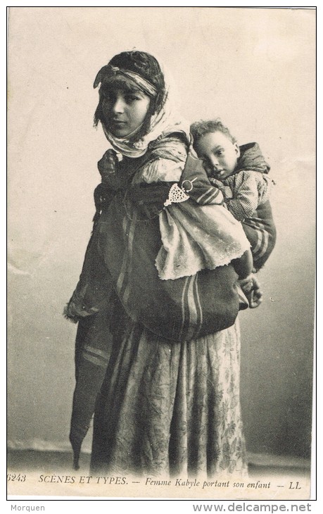 4630. Postal Etnica Mujer De La Kabyla En Marruecos, Llevando Un Niño - África