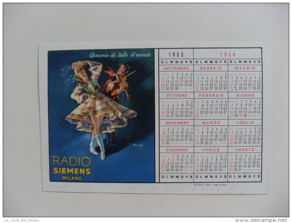 Calendarietto/calendario 1953/1954 Radio Siemens MILANO. Campionato Calcio SERIE A Divisione Nazionale - Groot Formaat: 1941-60