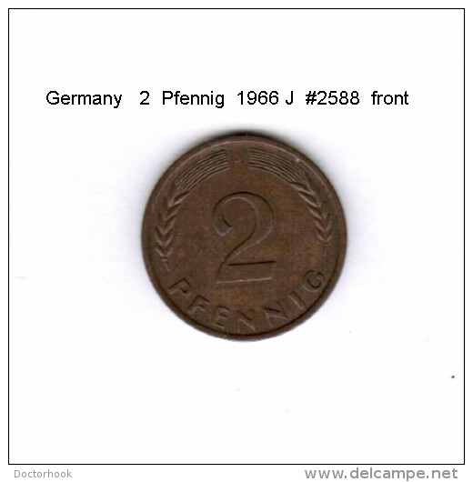 GERMANY    2  PFENNIG  1966 J   (KM # 106) - 2 Pfennig