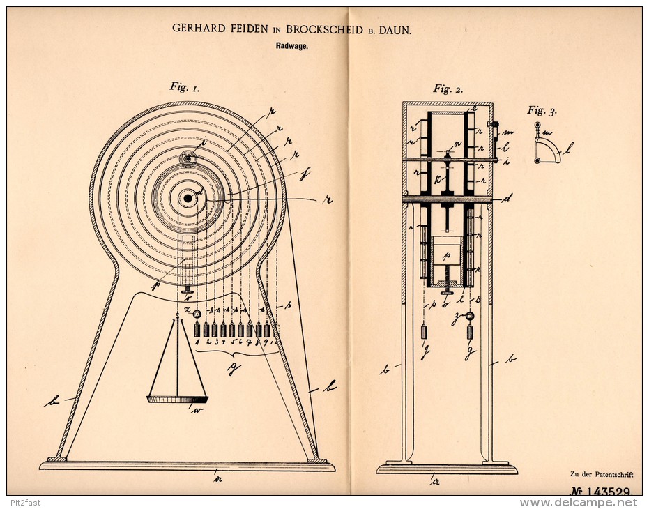 Original Patentschrift - G. Feiden In Brockscheid B. Daun , 1902 , Radwage , Wage , Wiegen !!! - Daun