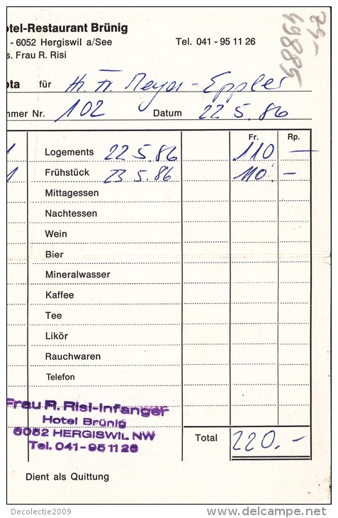 ZS49885 Hotel Restaurant Brung Hergiswil A See   Restaurant   2 Scans - Hergiswil