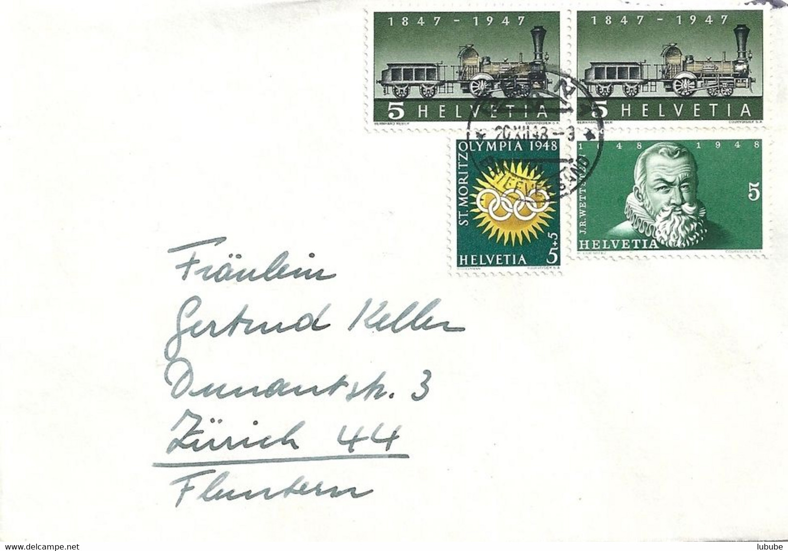 Brief  Bern - Zürich  (Mischfrankatur)           1948 - Lettres & Documents