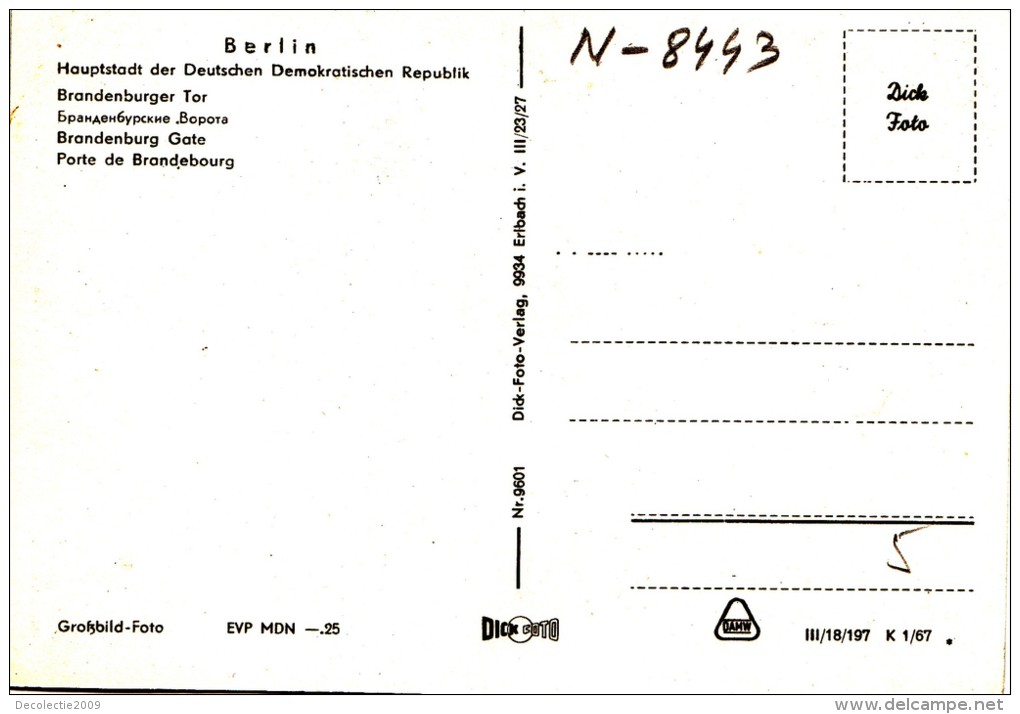 N8443 Brandenburger Tor Bus Autobus  Berlin    2 Scans - Brandenburger Deur