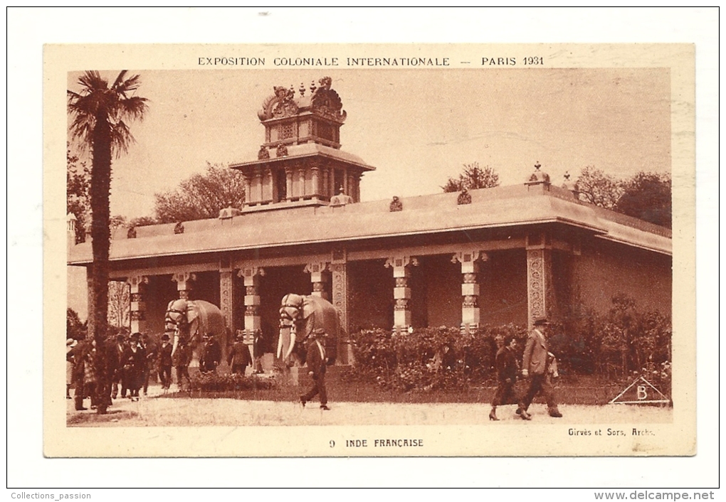 Cp, 75, Paris, Exposition Coloniale Internationale 1931 - Inde Française - Exposiciones