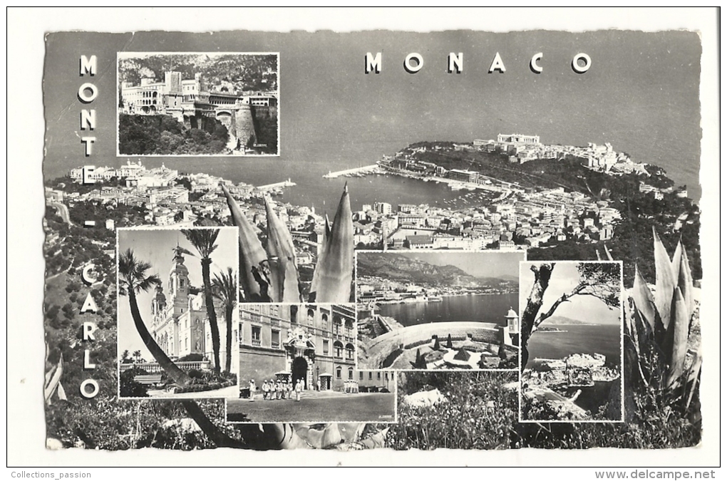 Cp, Monaco, Multi-Vues, Voyagée 1960 - Panoramische Zichten, Meerdere Zichten