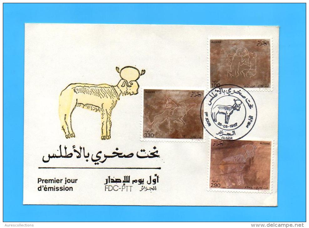 Algérie Algeria Algerien FDC Dessin Rupestre ATLAS Vache Brebis Cow Prehistoric Prehistoire Prehistorique 1987 - Archeologie