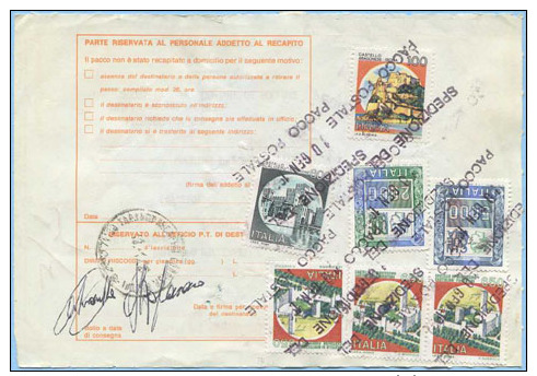 1992 BOLLETTINO PACCHI VALORE CON ASSEGNO L. 9650 RARO ANNULLO SPEDIZIONE 10.GEN 1992 DA BOLLATE E OTTIMA QUALITÀ (A166) - 1991-00: Storia Postale