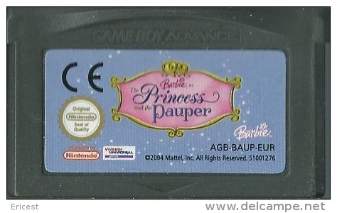 - JEU GAME BOY ADVANCE BARBIE AS THE PRINCESS AND THE PAUPER (FONCTIONNE SUR SP) - Game Boy Advance