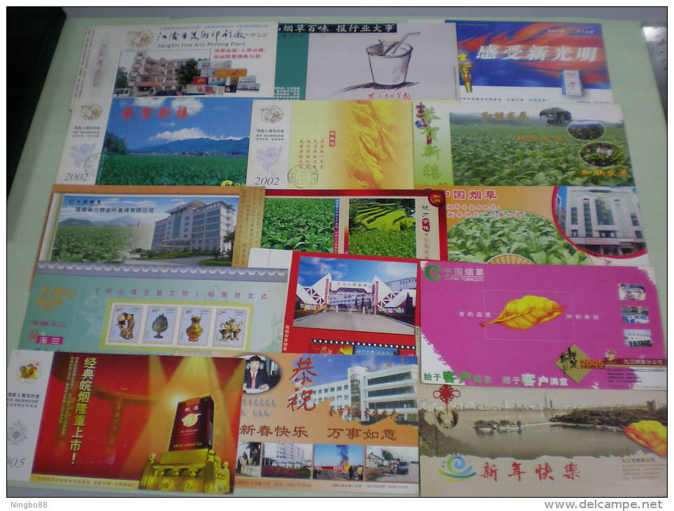 Wholesale Lot! China 15 Different Tobacco & Cigarette Thematics Postal Stationery Card,used & Unused Mixture - Tobacco