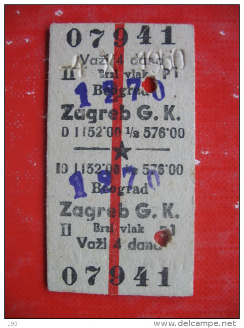 TICKET BEOGRAD-ZAGREB BRZI VLAK - Europa