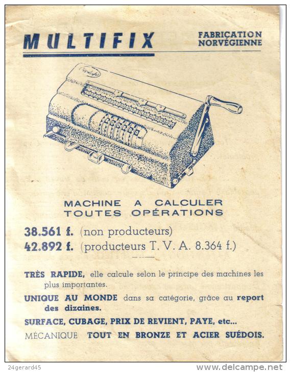 PUBLICITE MACHINE A CALCULER MULTIFIX - Imprimerie Moderne Tours - Publicités