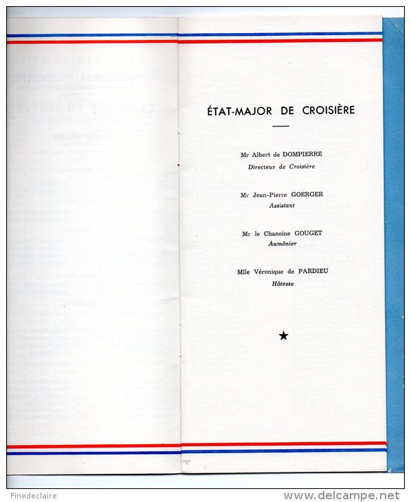 Compagnie Générale Transatlantique - Liste Des Passagers Paquebot "Liberté" Croisière En Norvège - 1961 - Barche
