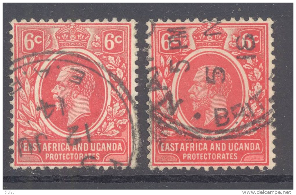 KENYA, UGANDA, 1912 6c Red+6c Scarlet SG 46+46a Very Fine Used - East Africa & Uganda Protectorates