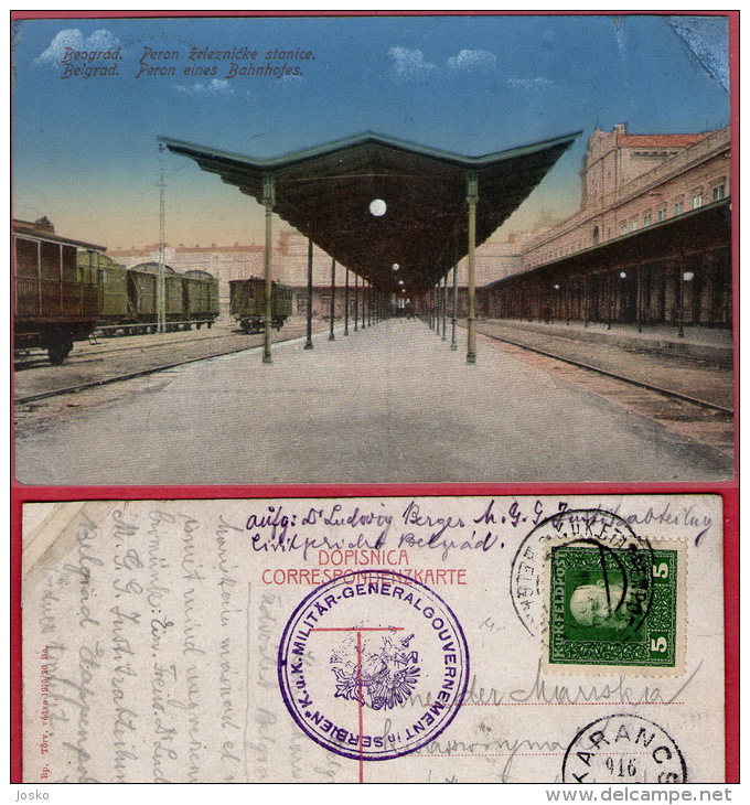 BEOGRAD - KOLODVOR ( Bahnhof - Railway Station ) * Serbia * Travelled *  K.u.K - Very Interesting Stamp - Serbia