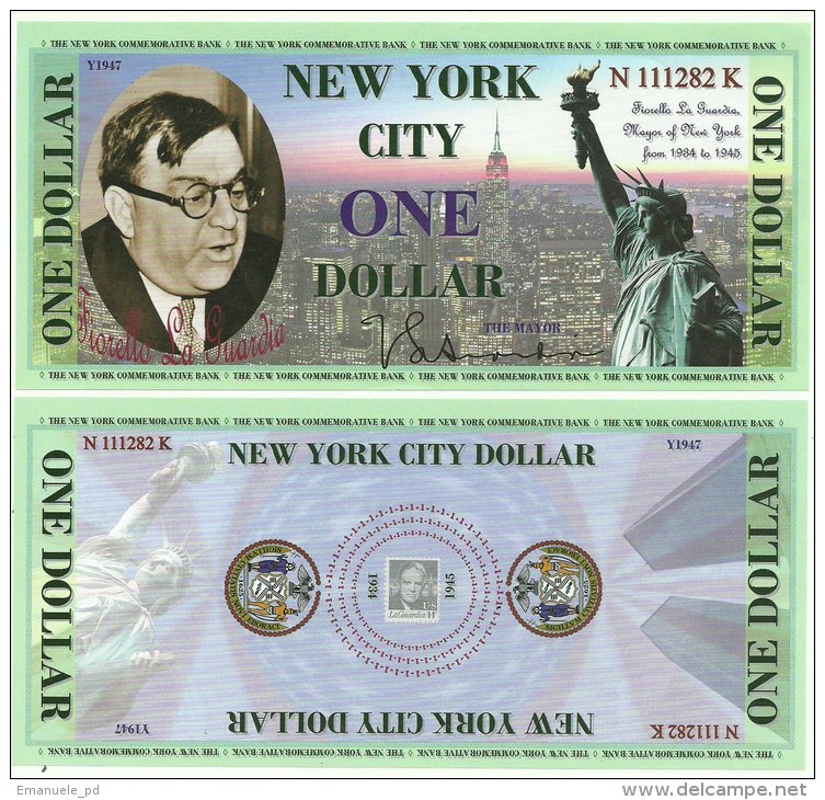 Lot 10 X Fantasy Commemorative 1 Dollar New York Fiorello La Guardia - Altri & Non Classificati