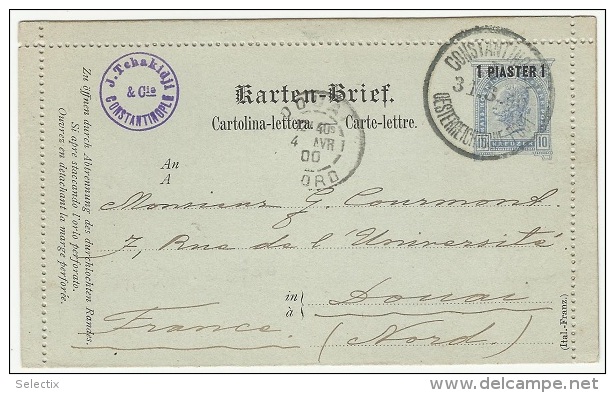 Turkey 1900 Austrian Post In Ottoman Levant - Lettercard - Constantinople To France - Briefe U. Dokumente