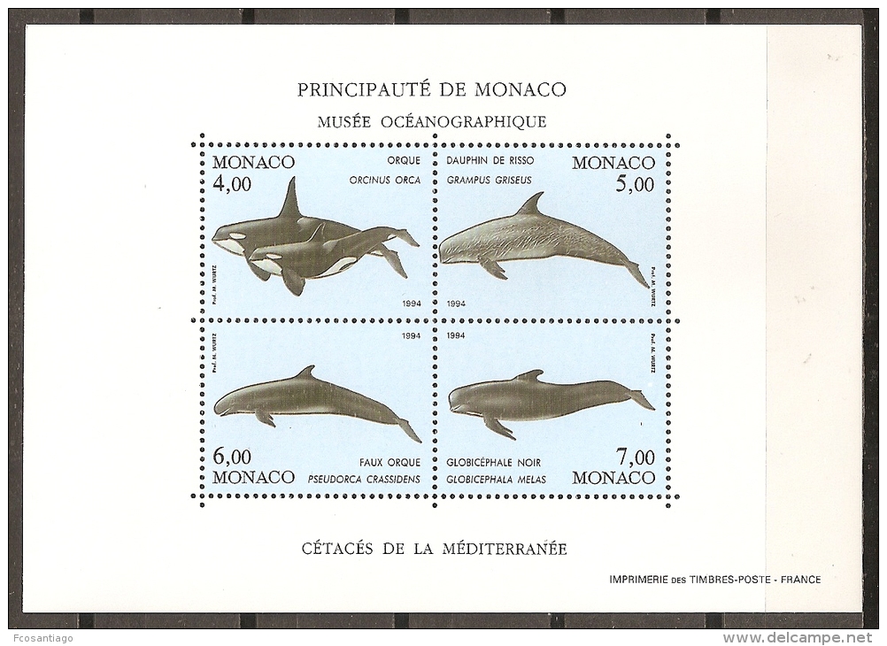 BALLENAS - MONACO 1994 - Yvert #H64 - MNH ** - Whales