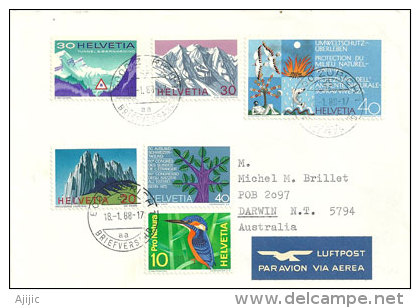 SUISSE. Montagnes Célèbres: Piz Palü 3905m,Kreuzberge, San Bernardino,etc,sur Lettre Adressée En Australie - Brieven En Documenten