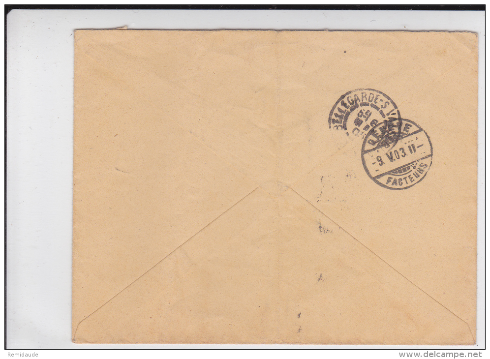 1903 - ENVELOPPE De GEX (AIN) Avec CONVOYEUR "DIVONNE à BELLEGARDE" => GENEVE (SUISSE) -RARE TARIF FRONTALIER - MOUCHON - 1900-02 Mouchon