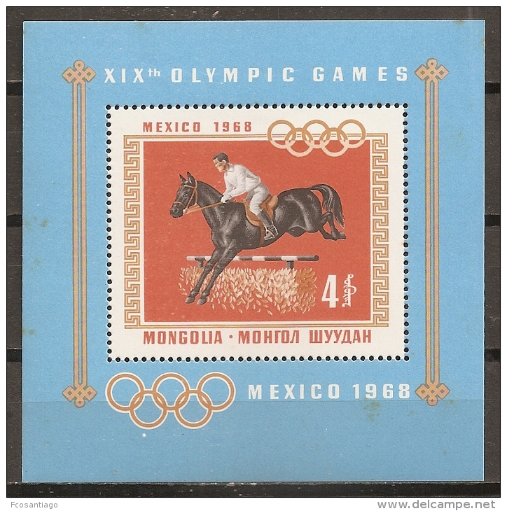 JUEGOS OLÍMPICOS - MONGOLIA 1968 - Yvert #H15 - MNH ** (Puntos De Oxido En La Goma) - Verano 1968: México