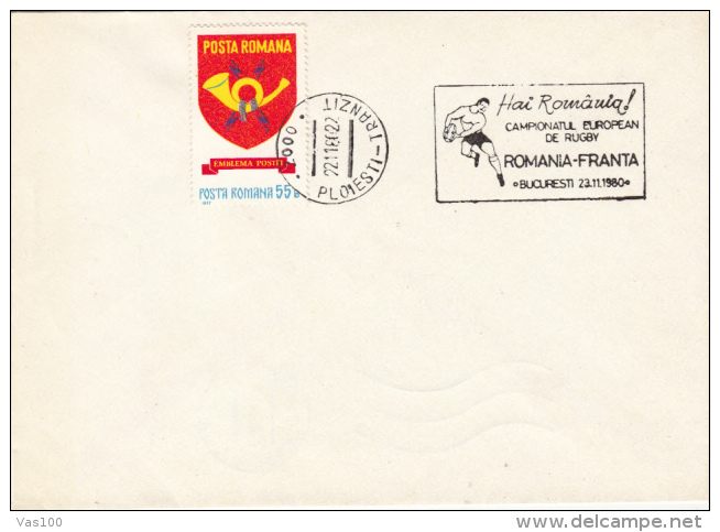 RUGBY, EUROPEAN CHAMPIONSHIP, SPECIAL POSTMARK ON COVER, 1980, ROMANIA - Rugby