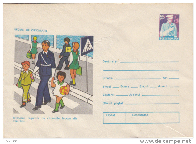 POLICE, ROAD SAFETY, COVER STATIONERY, ENTIER POSTAL, 1975, ROMANIA - Politie En Rijkswacht