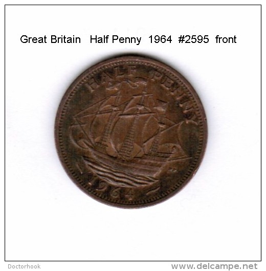 GREAT BRITAIN    HALF  PENNY  1964   (KM # 896) - C. 1/2 Penny