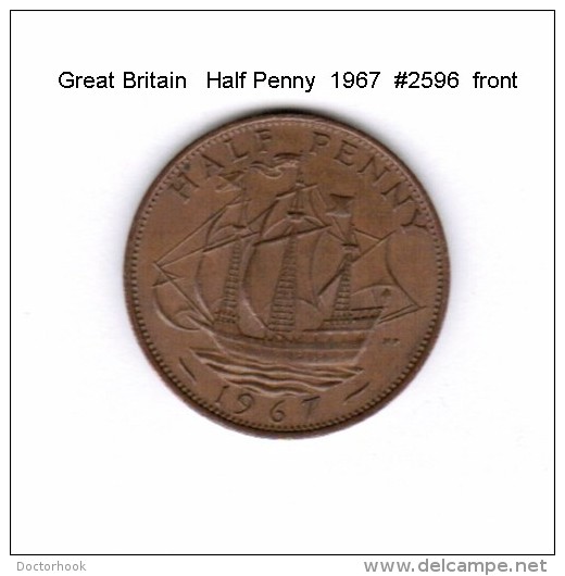 GREAT BRITAIN    HALF  PENNY  1967   (KM # 896) - C. 1/2 Penny