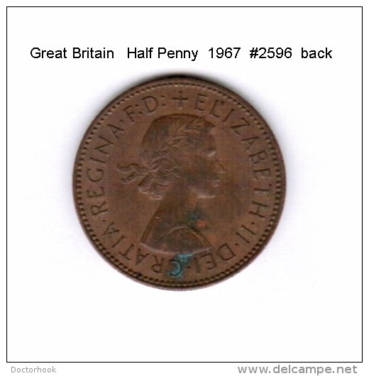 GREAT BRITAIN    HALF  PENNY  1967   (KM # 896) - C. 1/2 Penny